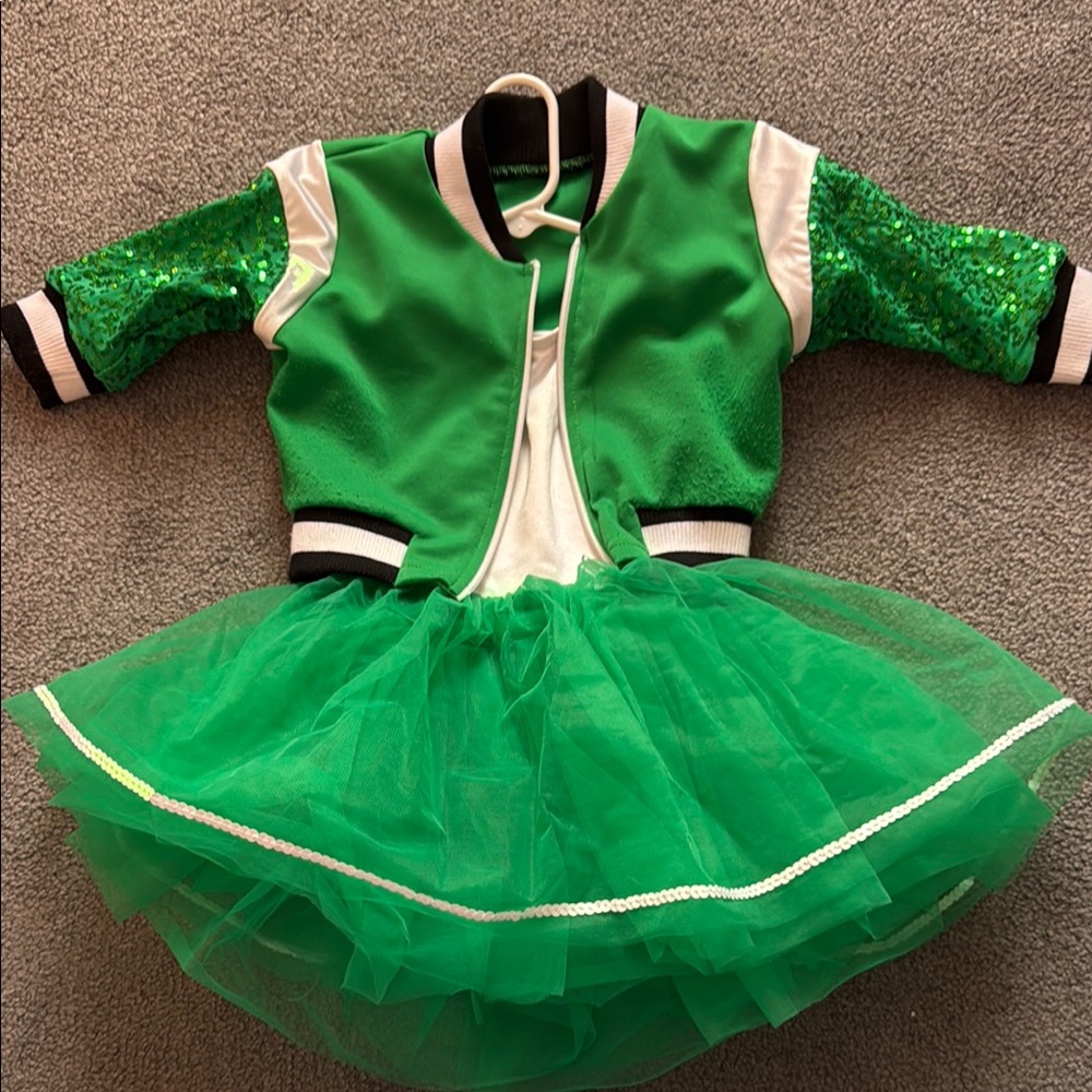 Green Sequin Dance Costume Child XS